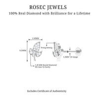 Diamond Leaf Flat Back Cartilage Stud Earring (18G) – Nature Inspired Helix & Tragus Jewelry in Gold