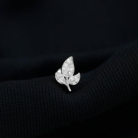 Diamond Leaf Flat Back Cartilage Stud Earring (18G) – Nature Inspired Helix & Tragus Jewelry in Gold