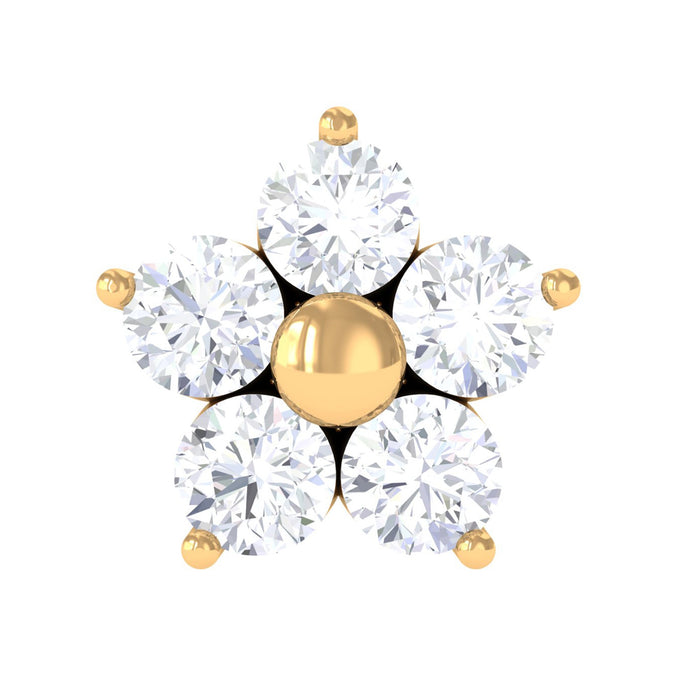 Nature-inspired diamond flower tragus earring from Rosec Jewels, showcasing a delicate body jewelry design with sparkling stones.
