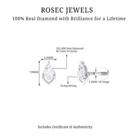 Pear Shape Diamond Solitaire Earring for Helix Piercing