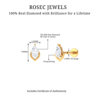 Pear Shape Diamond Solitaire Earring for Helix Piercing