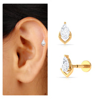 Pear Shape Diamond Solitaire Earring for Helix Piercing