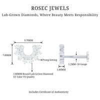 Real Diamond Horseshoe Earring for Helix Piercing
