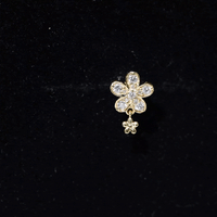 Certified Diamond Flower Helix Drop Earring