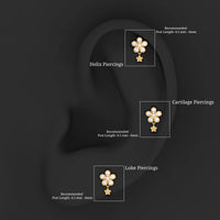Certified Diamond Flower Helix Drop Earring