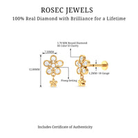 Certified Diamond Flower Helix Drop Earring