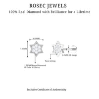 Certified Diamond Star Earring for Helix Piercing