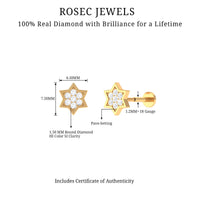 Certified Diamond Star Earring for Helix Piercing