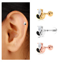 Pear Shape Diamond Leaf Earring for Helix Piercing