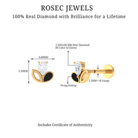 Pear Shape Diamond Leaf Earring for Helix Piercing