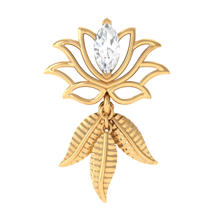 Marquise diamond lotus flower drop earring in body jewelry style, featuring elegant design with sparkling stones.