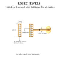 Diamond Bar Earring for Tragus Piercing