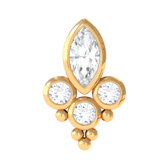 Rosec Jewels diamond helix earring in bezel setting, body jewelry featuring a sparkling twist design.