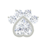 Heart Shape Diamond Dog Paw Print Earring