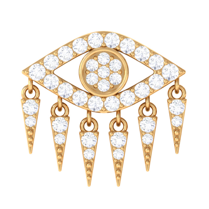 Diamond evil eye earring for upper lobe piercing, body jewelry by Rosec Jewels with sparkling design and intricate details.