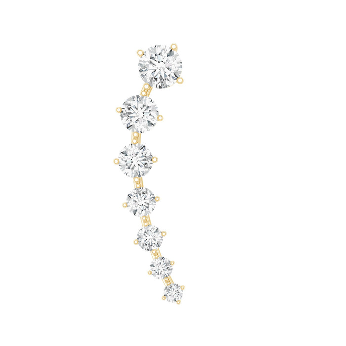Brilliant cut diamond ear climber earring for helix piercing by Rosec Jewels, showcasing sparkling diamonds and sleek body jewelry design.