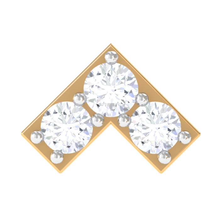 Certified diamond Chevron V earring for tragus piercing, body jewelry by Rosec Jewels featuring sparkling diamonds and sleek design.