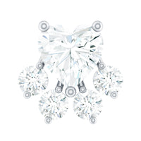 Heart Shape Diamond Dog Paw Earring for Helix Piercing