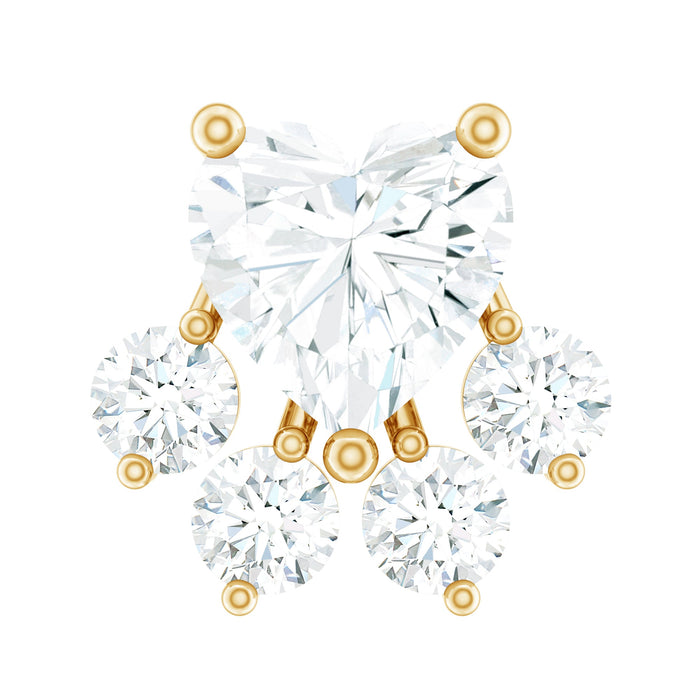 Heart-shaped diamond dog paw helix piercing earring by Rosec Jewels, showcasing a sparkling body jewelry design.