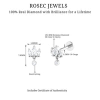 Three Marquise Shape Diamond Helix Drop Earring
