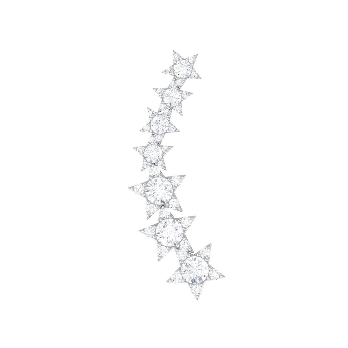 Certified Diamond Star Ear Cuff Earring for Helix Piercing