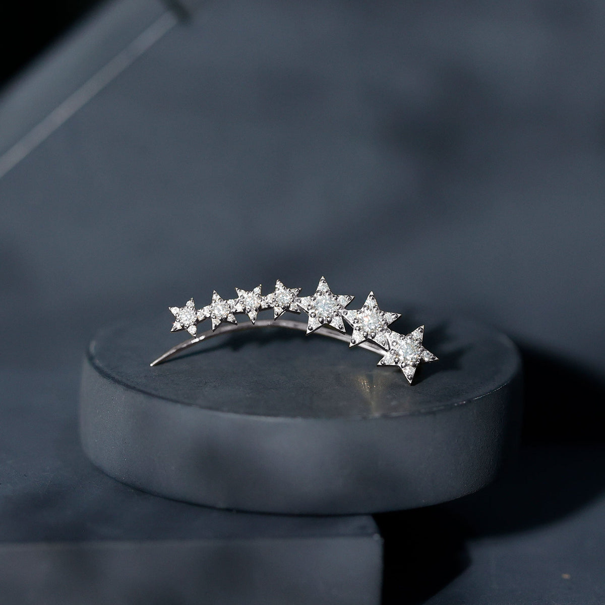 Certified Diamond Star Ear Cuff Earring for Helix Piercing