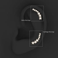 Certified Diamond Star Ear Cuff Earring for Helix Piercing