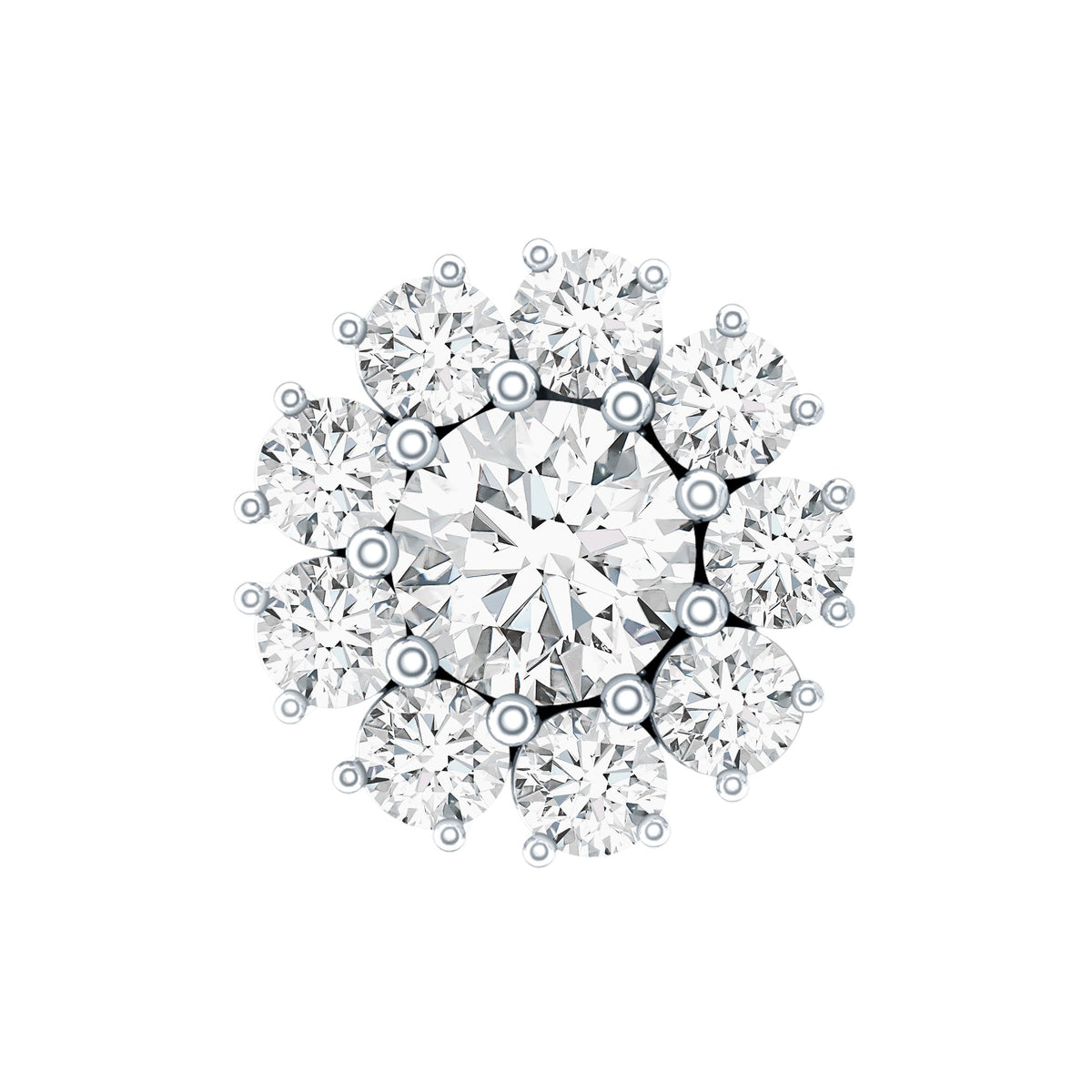 Certified Diamond Cluster Stud Earring with Flat Back