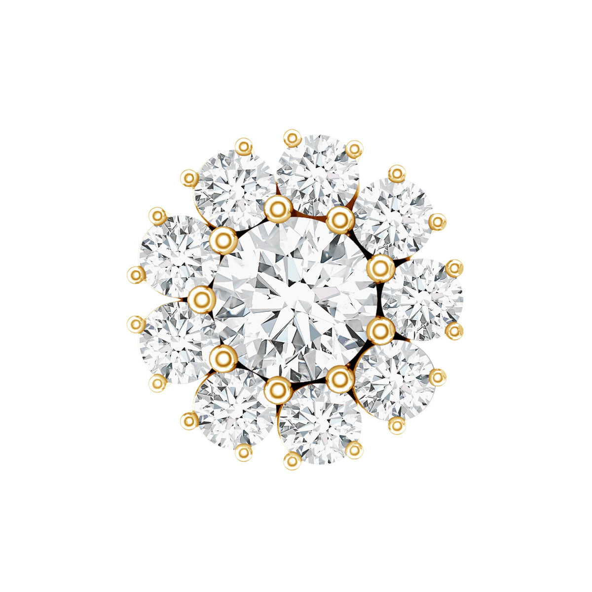 Certified Diamond Cluster Stud Earring with Flat Back
