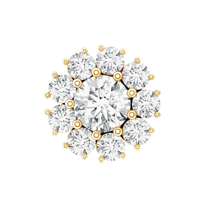 Rosec Jewels certified diamond cluster stud earring with flat back, showcasing sparkling diamonds in a classic body jewelry design.