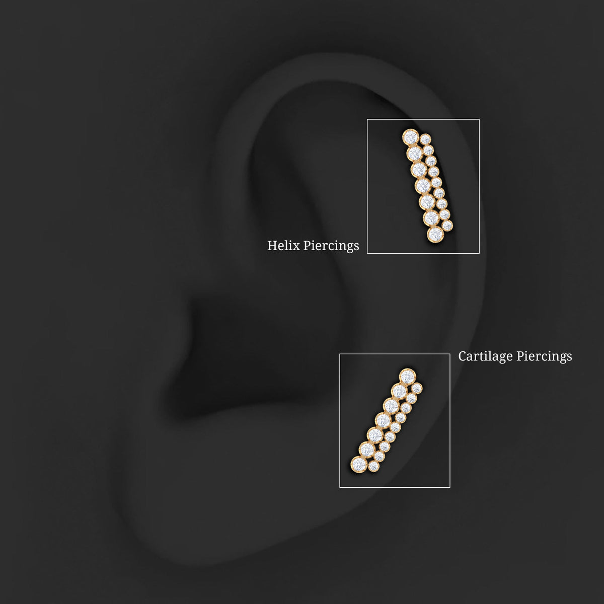 Diamond Ear Climber Cartilage Earring