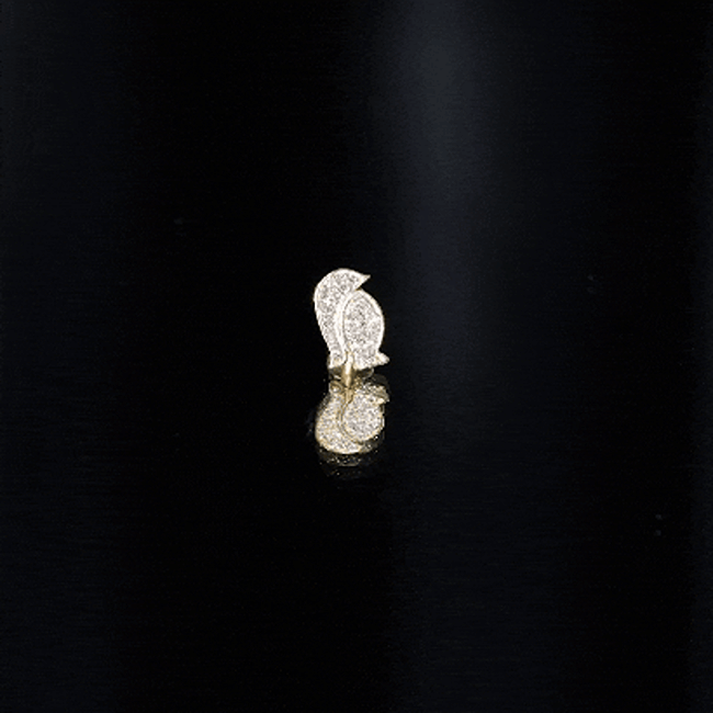 Yellow diamond penguin cartilage earring from Rosec Jewels, cute body jewelry for cartilage piercing with sparkling diamond detail.