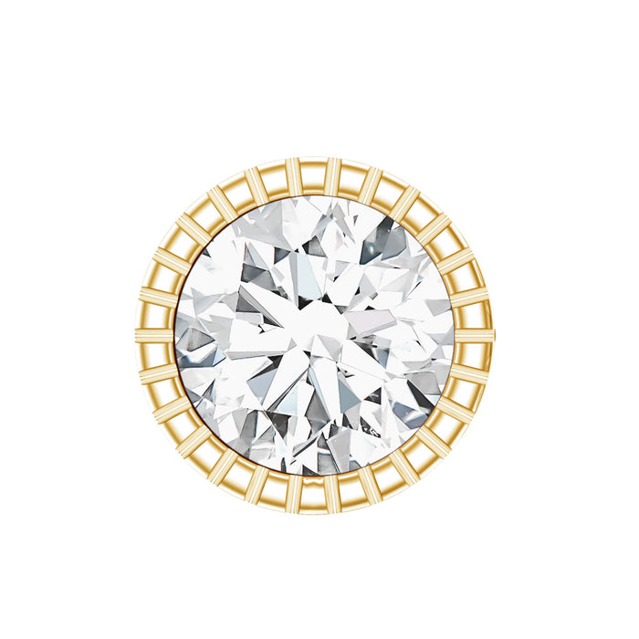 Bezel set diamond solitaire helix piercing earring by Rosec Jewels, showcasing a sparkling diamond in a sleek body jewelry design.