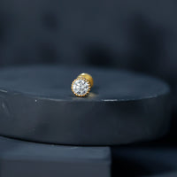 Bezel Set Diamond Solitaire Stud Earring for Helix Piercing