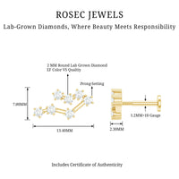 Round Diamond Gemini Zodiac Cartilage Earring