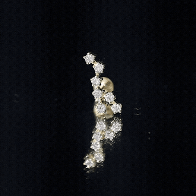 Yellow diamond Virgo constellation cartilage earring by Rosec Jewels, featuring a celestial design for body piercing.