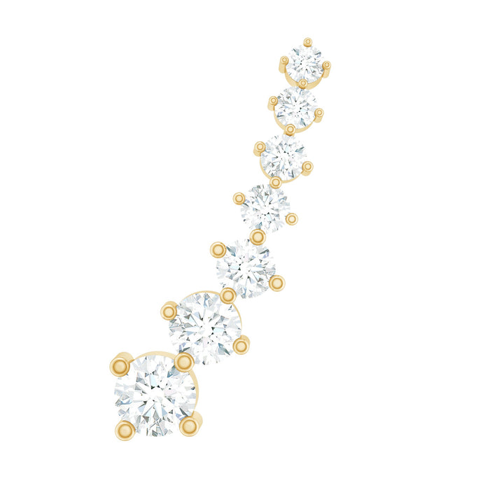 Graduated diamond ear climber earring from Rosec Jewels, showcasing sparkling gemstones and sleek body jewelry design.