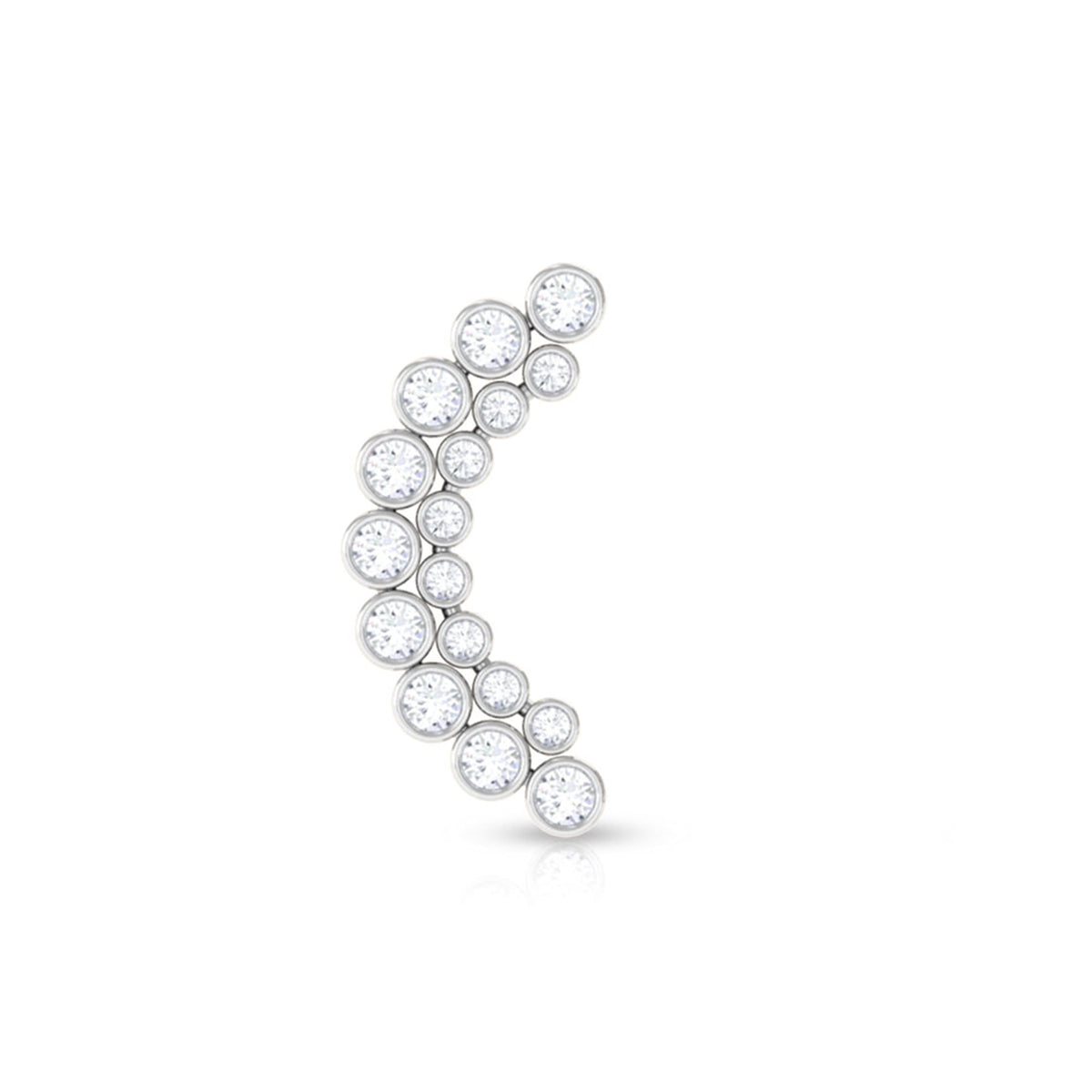 Bezel Set Diamond Ear Crawler Earring with Flat Back