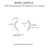 Bezel Set Diamond Ear Crawler Earring with Flat Back