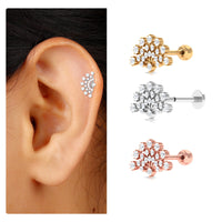 Unique Diamond Fan Cartilage Earring for Women