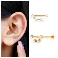 Certified Diamond Aries Zodiac Constellation Earring for Helix Piercing
