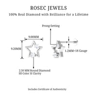 Certified Diamond Star Earring for Upper Lobe Piercing