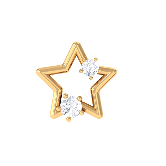 Certified diamond star earring for upper lobe piercing, Rosec Jewels body jewelry with sparkling diamond design.