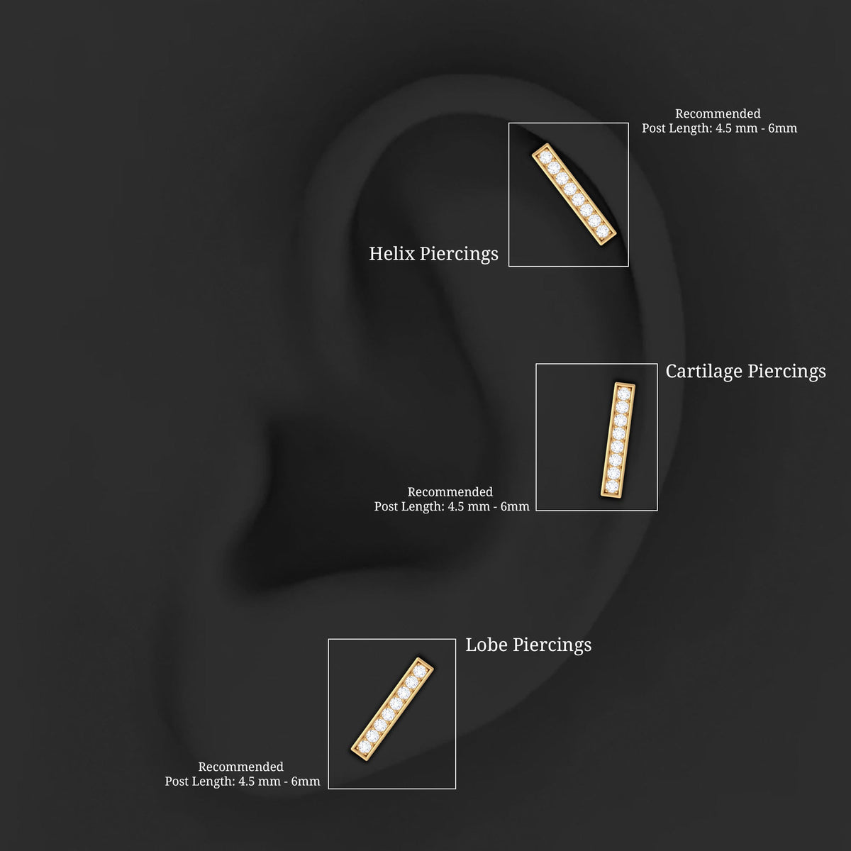 Minimalist Diamond Bar Earring for Helix Piercing