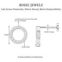 Simple Diamond Open Circle Earring with Flat Back