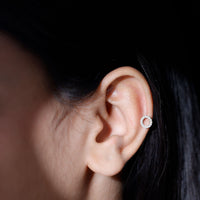 Simple Diamond Open Circle Earring with Flat Back