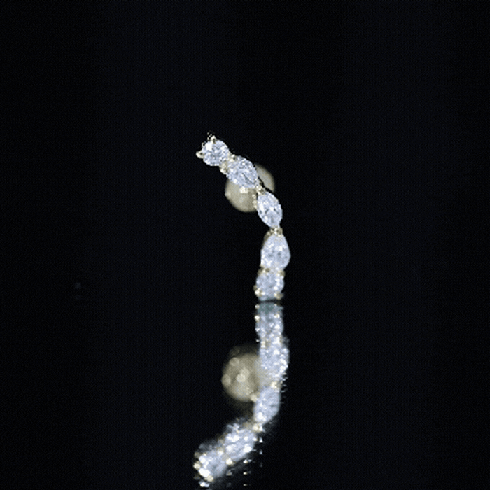 Yellow Pear Diamond Ear Crawler earring for helix piercing from Rosec Jewels, showcasing a delicate body jewelry design.