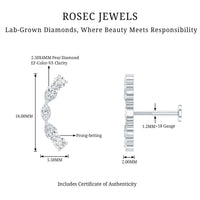 Pear Diamond Ear Crawler Earring for Helix Piercing