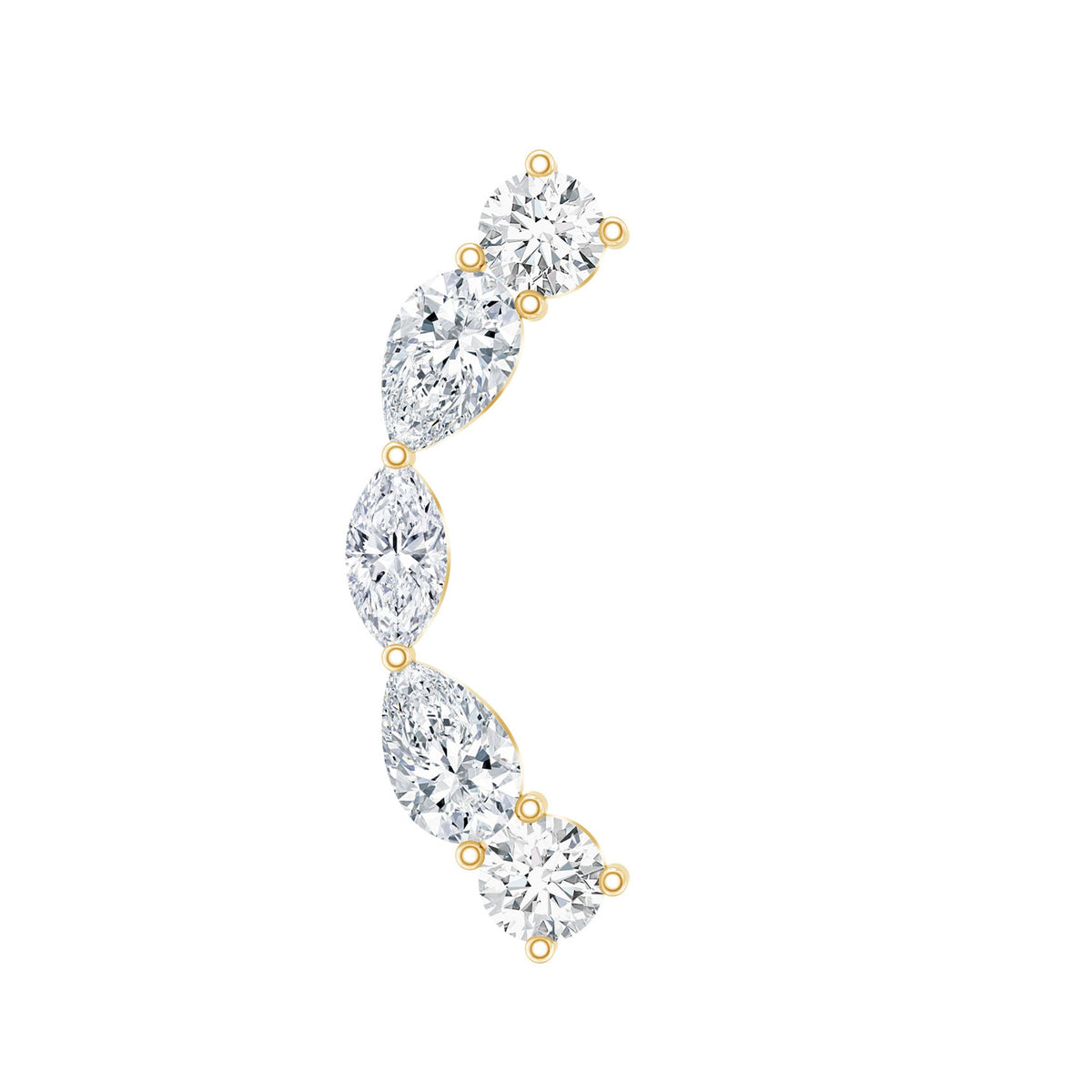 Pear Diamond Ear Crawler Earring for Helix Piercing