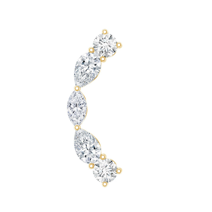Pear diamond ear crawler earring for helix piercing, Rosec Jewels body jewelry with sparkling gemstone design.